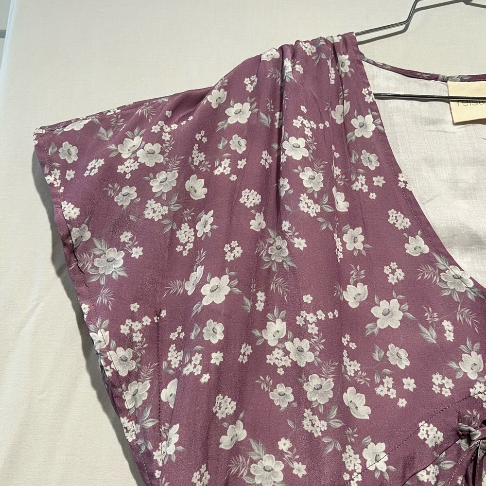 Reistor Bemberg Cupro Floral Prairie Maxi Dress Tie Waist Lined Large - Picture 6 of 9